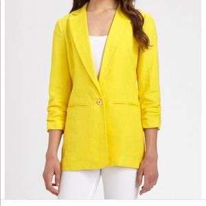 Michael Michael Kors Linen Boyfriend Blazer Yellow